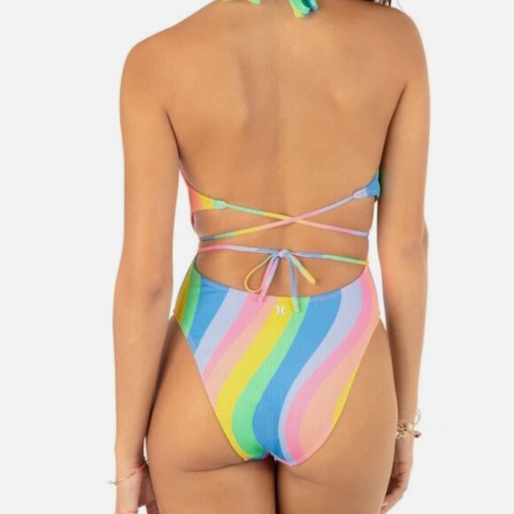 Hurley Women's Soft Waves Cheeky One Piece in Sky, Size Small - Picture 3 of 3